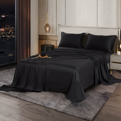 Aulaire bamboo fabric bedsheet set in Woodland Grey colour